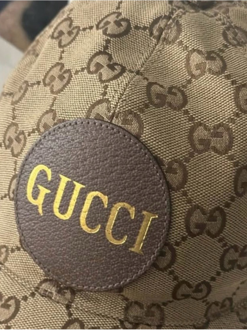 Gucci Brown Monogram Baseball Cap With Gold Logo